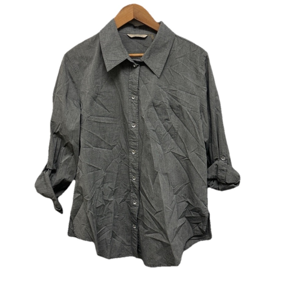 Soft Surroundings Womens Jeweled Roll Tab Button Down Shirt Plus Sz 1X Office